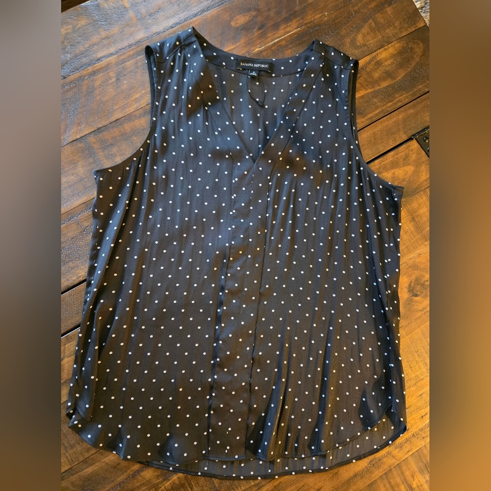 NWOT Banana Republic Black Polka Dot Blouse Size S